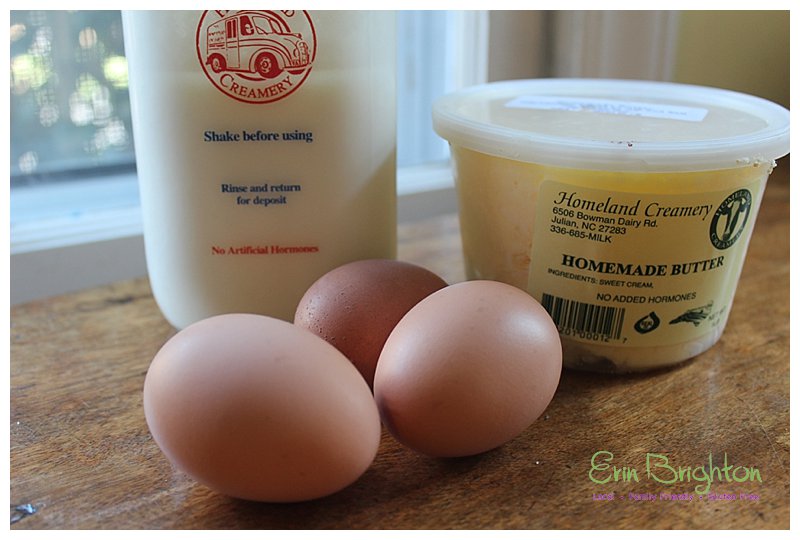 Eggs, buttermilk, and butter
