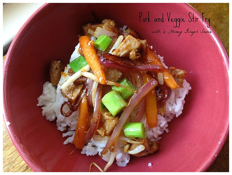 Pork and Veggie Stir Fry in a Honey Ginger Sauce