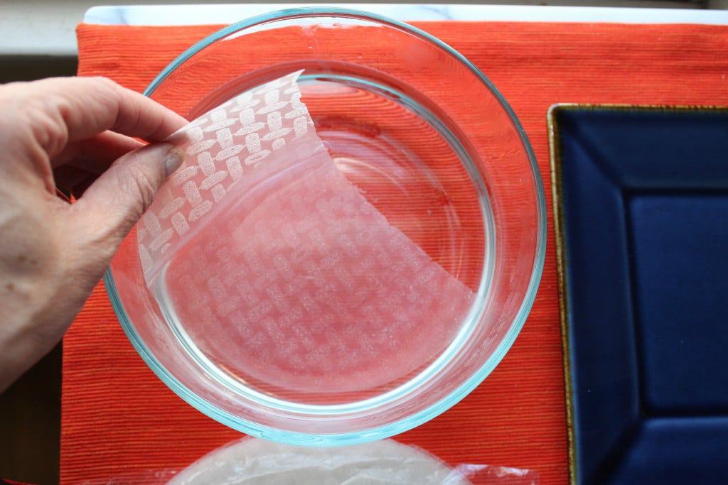Rice Paper Wrappers in Hot Water
