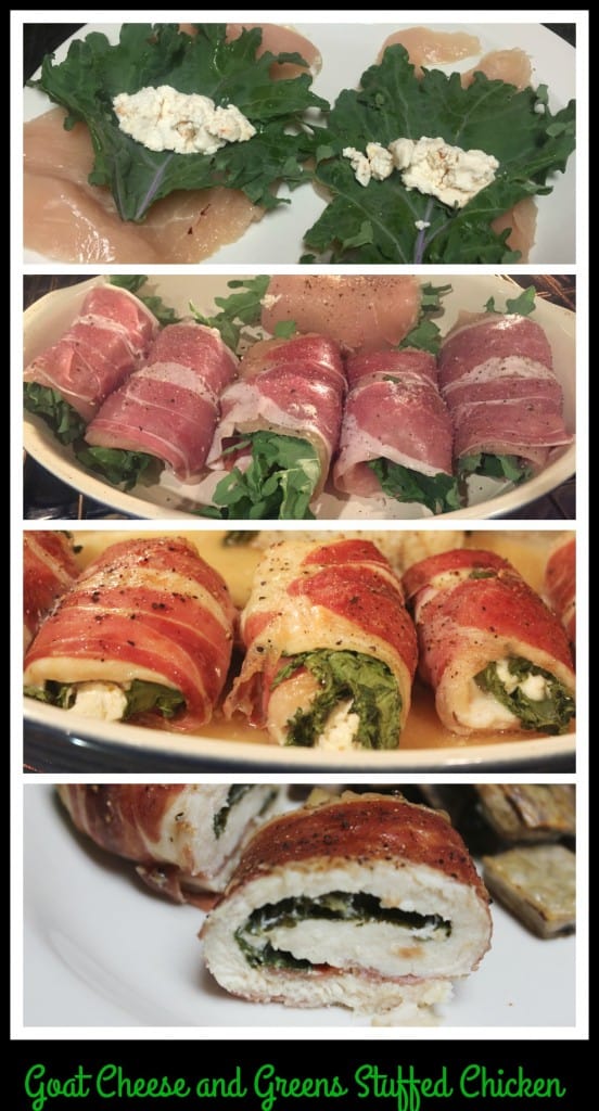 Goat cheese and greens stuffed chicken