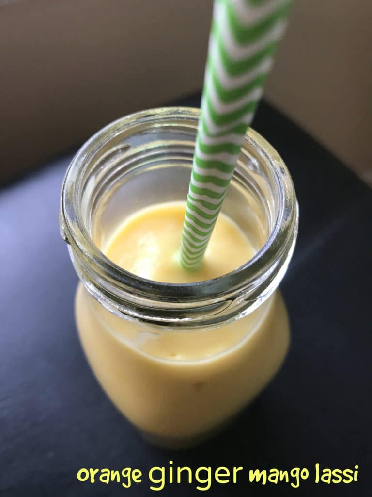 Orange Ginger Mango Lassi || Erin Brighton | smoothies | Indian | vegan | dairy free | kid friendly
