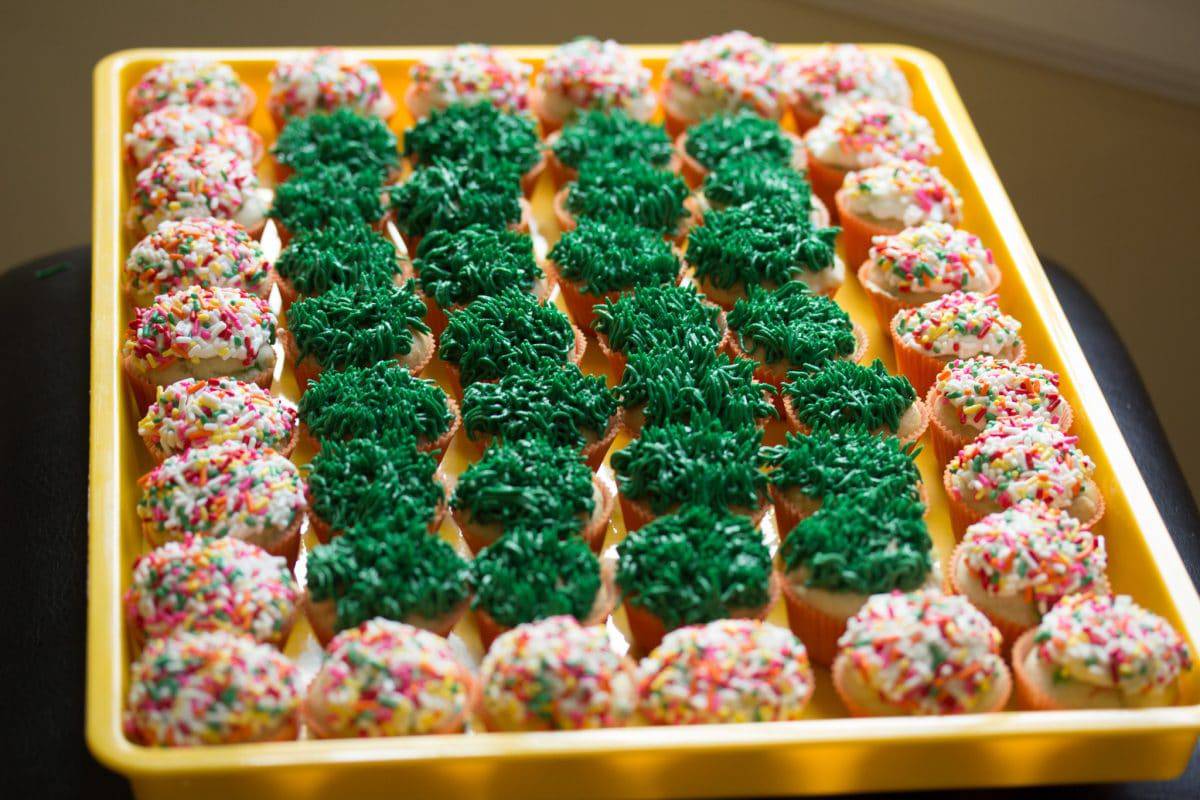 Football Field Mini Cupcakes || Erin Brighton | Super Bowl Party | Football party dessert | desserts | gluten free