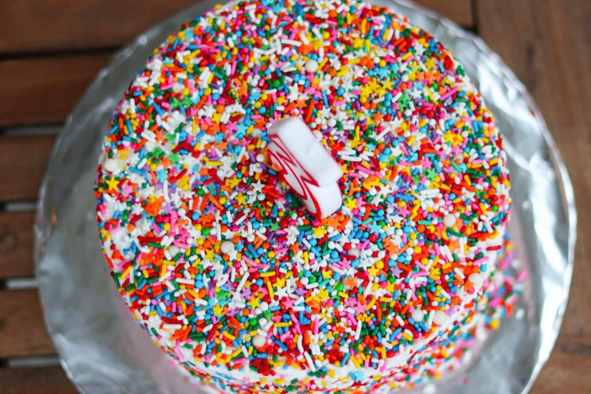 How To Make An Exploding Sprinkle Cake || Erin Brighton | birthday cakes | baking | cake decorating | kid birthday cakes | gluten free baking