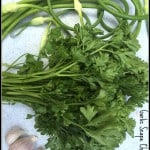 Parsley, garlic, and garlic scapes ...